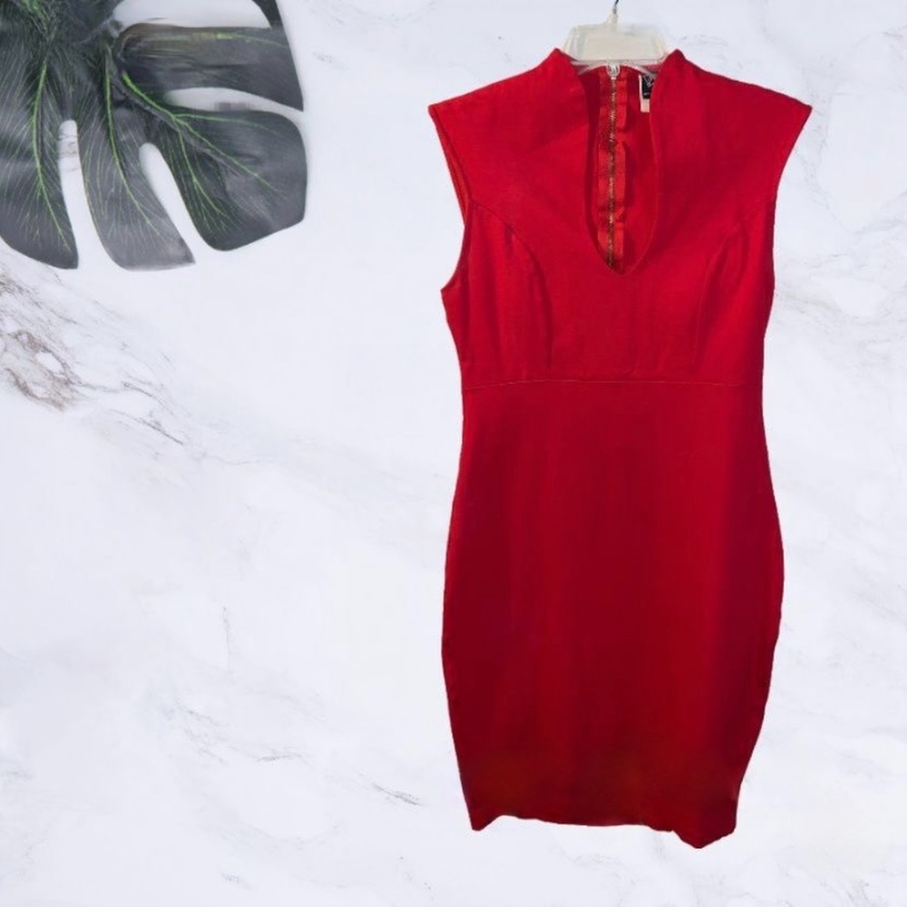 Windsor Red Bodycon Midi Cocktail Dress Size Large
